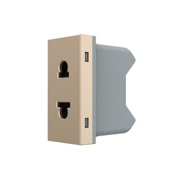 Розетка электрическая 1/2 10A Livolo, цвет золотой (механизм)