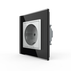 Розетка Livolo 1 пост Серая с черной рамкой