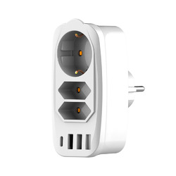 Разветвитель Socket Adapter 3 Euro 16A, 3 USB 3A+C с блоком 5В/3.1А RocketSocket, цвет белый-серый Разветвитель Socket Adapter 3 Euro 16A, 3 USB 3A+C с блоком 5В/3.1А RocketSocket, цвет белый-серый