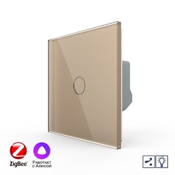 Одноклавишный проходной умный сенсорный диммер Livolo ZigBee, 1 пост, Золотой