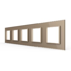 Рамка для розетки Livolo 5 постов, цвет золотой, стекло Рамка для розетки Livolo 5 постов, цвет золотой, стекло