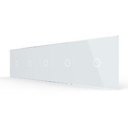 Панель для пяти сенсорных выключателей Livolo, 5 клавиш (1+1+1+1+1), цвет белый, стекло