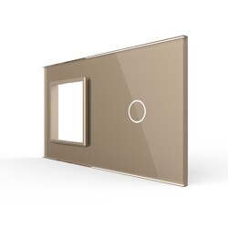 Панель для розетки и сенсорного выключателя Livolo, 1 клавиша, цвет золотой, стекло