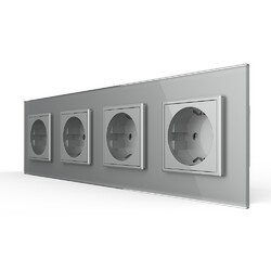 Розетка Livolo 4 модуля Серая