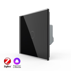 Одноклавишный умный сенсорный выключатель Livolo ZigBee, 1 пост, Черный Одноклавишный умный сенсорный выключатель Livolo ZigBee, 1 пост, Черный
