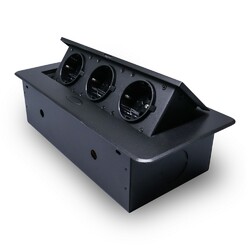 Розетка горизонтальная выдвижная 3 Euro 16A RocketSocket, проводка, цвет черный