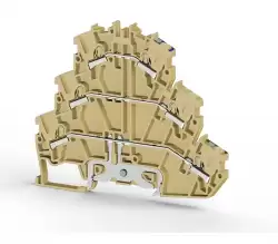 0.0.0.3.07180, Клеммник пруж.быстрозажимной (Push in) 2-хярусный, с конт. на DIN-рейку, 2,5 мм.кв., (бежевый); PYK2,5-2FT 