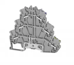 0.0.0.3.07189, Клеммник пруж.быстрозажимной (Push in) 2-хярусный, с конт. на DIN-рейку, 2,5 мм.кв., (серый); PYK2,5-2FT 