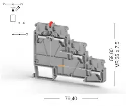 0.0.0.3.07419, Клеммник пруж.быстрозажимной (Push in) 3-х ярусн. для датчиков, с индикатором 2,5 мм.кв., (серый); PYK 3S NPN 24VDC