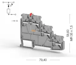 0.0.0.3.07429, Клеммник пруж.быстрозажимной (Push in) 3-х ярусн. для датчиков, с индикатором 2,5 мм.кв., (серый); PYK 3S PNP 24VDC