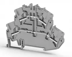 0.0.0.3.07579, Клеммник 2-х ярусный пружинный быстрозажимной (Push in), 4 мм.кв. (серый); PYK4-2F