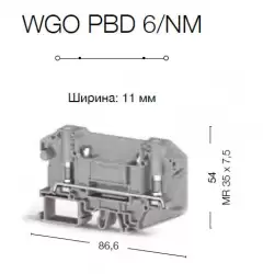 0.0.0.3.08079, Клеммник измерительный без тест. разъемов, 6мм.кв., болтовой зажим под кольцевой наконечник (серый); WGO-PBD6/NM