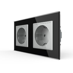 Розетка Livolo 2 поста Серая с черной рамкой