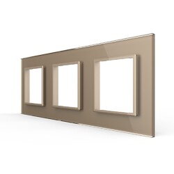 Рамка для розетки Livolo 3 поста, цвет золотой, стекло