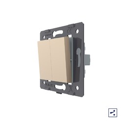 Двухклавишный проходной механический выключатель Livolo, цвет золотой (механизм)