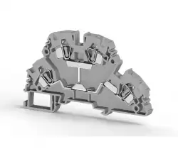 0.0.0.3.18129, Клеммник 2-х ярусный пружинный 4мм.кв., с внутр.перемычкой, (серый); YBK4-2FK 