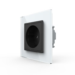 Розетка Livolo 1 пост Черная с белой рамкой