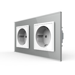 Розетка Livolo 2 поста Белая с серой рамкой