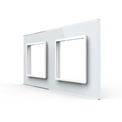 Рамка для розетки Livolo 2 поста, цвет белый, стекло