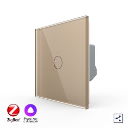 Одноклавишный проходной умный сенсорный выключатель Livolo ZigBee, 1 пост, Золотой
