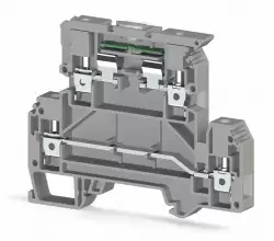 0.0.0.3.53359, Клеммник 2-х ярусный с держ. предохр. (5х20, 5х25) на DIN-рейку, 4 мм.кв., с индикацией 220V AC/DC (серый); AVK 4 FSLD