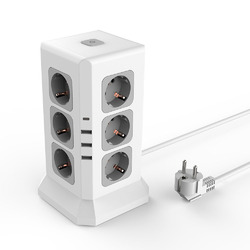 Удлинитель Tower Extended 12 Euro 16A, 4 USB 3A+C с блоком 5В/3.4А, кабель 2,0м RocketSocket, цвет белый-серый Удлинитель Tower Extended 12 Euro 16A, 4 USB 3A+C с блоком 5В/3.4А, кабель 2,0м RocketSocket, цвет белый-серый