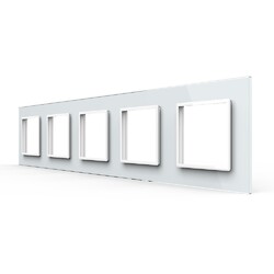 Рамка для розетки Livolo 5 постов, цвет белый, стекло Рамка для розетки Livolo 5 постов, цвет белый, стекло