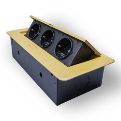 Розетка горизонтальная выдвижная 3 Euro 16A RocketSocket, проводка, цвет золотой