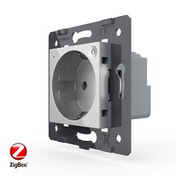 Розетка электрическая ZigBee (Wi-Fi) с заземлением защитными шторками 16A Livolo, цвет серый (механизм)