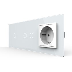 Сенсорный выключатель Livolo комбинированный на 3 линии 1 розетка 3 модуля Белый