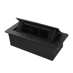 Выдвижной горизонтальный модуль в столешницу для розеток Livolo, цвет черный