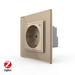 Розетка электрическая ZigBee (Wi-Fi) с заземлением защитными шторками 16A Livolo 1 пост Золотая