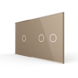 Панель для двух сенсорных выключателей Livolo, 3 клавиши (1+2), цвет золотой, стекло
