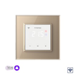 Wi-Fi Терморегулятор Terneo SX с рамкой LIVOLO с сенсорным управлением, внешний датчик температуры, золотой