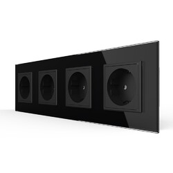 Розетка Livolo 4 модуля Черная
