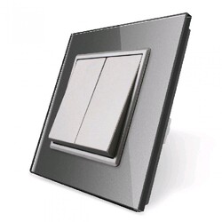 Двухклавишный механический выключатель Livolo, 1 пост, Серый
