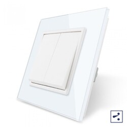 Двухклавишный проходной механический выключатель Livolo, 1 пост, Белый