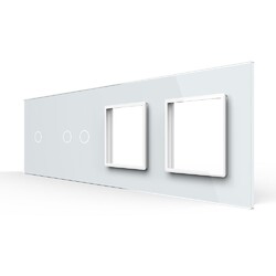 Панель для 2-х сенсорных выключателей и 2-х розеток Livolo, 3 клавиши (1+2), цвет белый, стекло