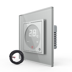 Терморегулятор пола Livolo 16А, сенсорное управление, датчик воздуха, датчик пола 5 м, Серый