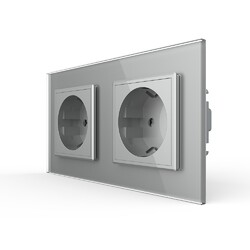 Розетка Livolo 2 модуля Серая