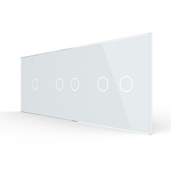 Панель для трех сенсорных выключателей Livolo, 5 клавиш (1+2+2), цвет белый, стекло