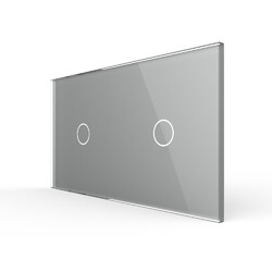 Панель для двух сенсорных выключателей Livolo, 2 клавиши (1+1), цвет серый, стекло
