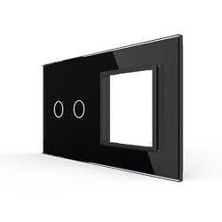 Панель для сенсорного выключателя и розетки Livolo, 2 клавиши, цвет черный, стекло