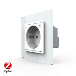 Розетка электрическая ZigBee (Wi-Fi) с заземлением защитными шторками 16A Livolo 1 пост Белая