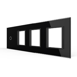 Панель для сенсорного выключателя и 3-х розеток Livolo, 1 клавиша, цвет черный, стекло