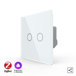 Двухклавишный проходной умный сенсорный выключатель Livolo ZigBee, 1 пост, Белый