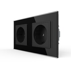 Розетка Livolo 2 модуля Черная