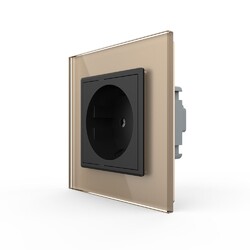 Розетка Livolo 1 пост Черная с золотой рамкой