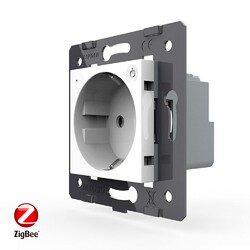 Розетка электрическая ZigBee (Wi-Fi) с заземлением защитными шторками 16A Livolo, цвет белый (механизм)