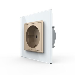 Розетка Livolo 1 пост Золотая с белой рамкой